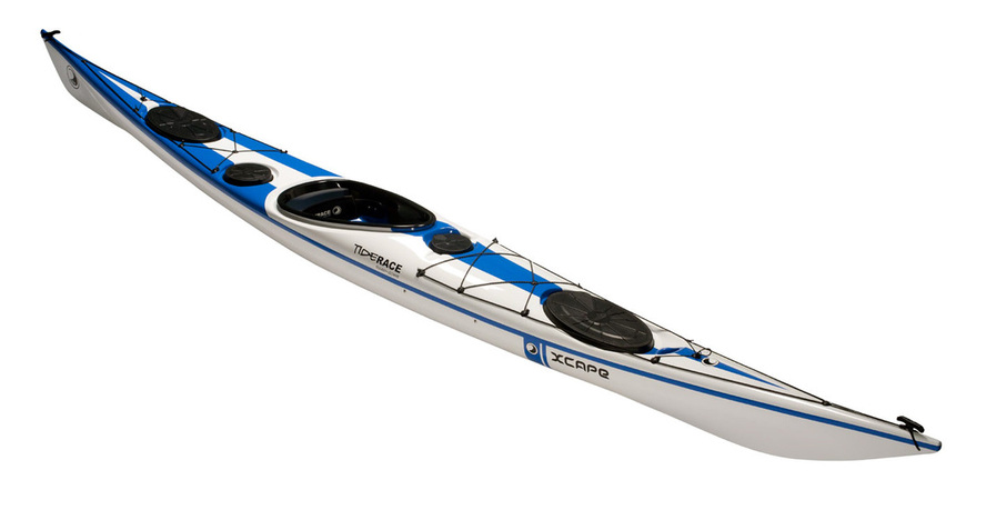 Kayak de mar Tiderace Xcape de fibra de vidrio